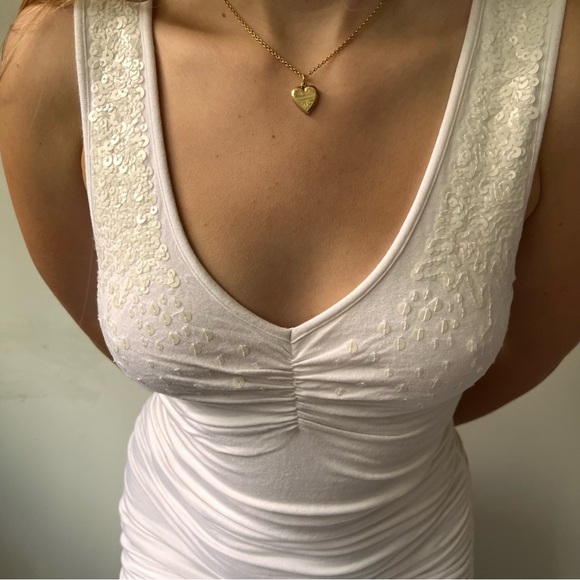 white y2k guess ruched mini dress - Picture 2 of 9